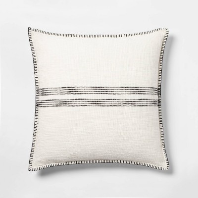 Oversize Square Woven Stripe Pillow Cream/Black - Threshold™ | Target