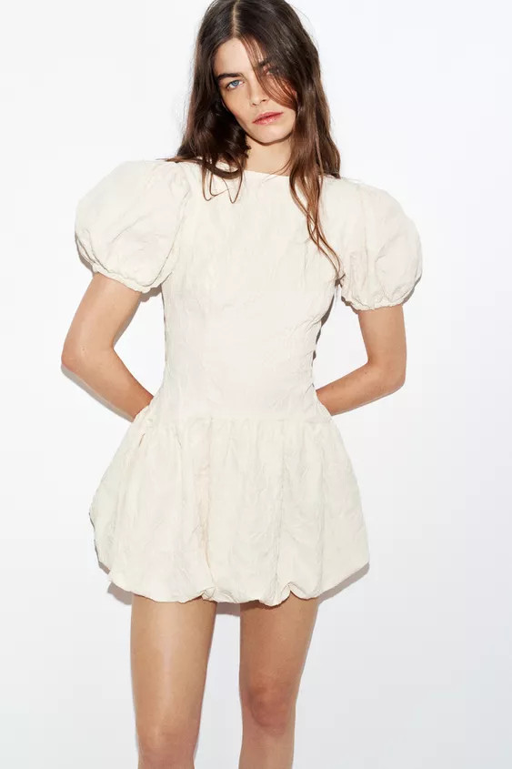 JACQUARD BALLOON MINI DRESS | Zara US