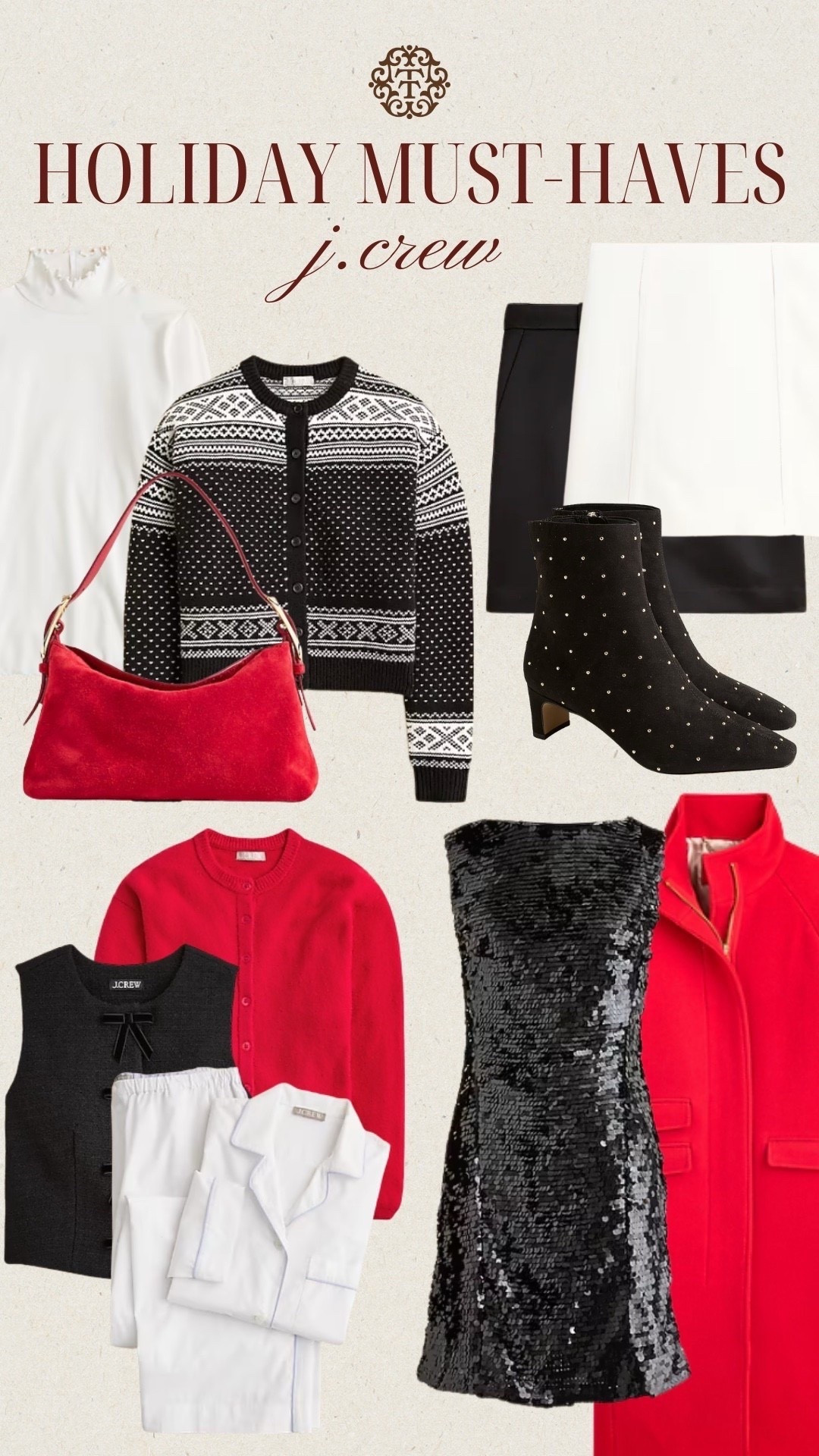 Holiday must-haves from J.Crew! Their holiday selection is unlike any other brand! A bright red cardigan, studded boots, and fair isle pieces galore! These are items you’ll pull out for all the future holidays to come! 

#LTKOver40 #LTKSeasonal #LTKHoliday