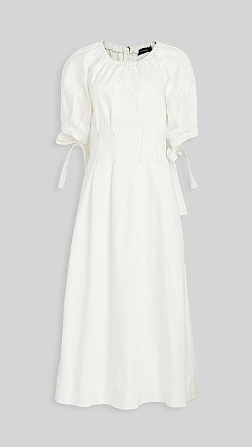 Pintuck Midi Dress With Ruffled Sleeves | Shopbop