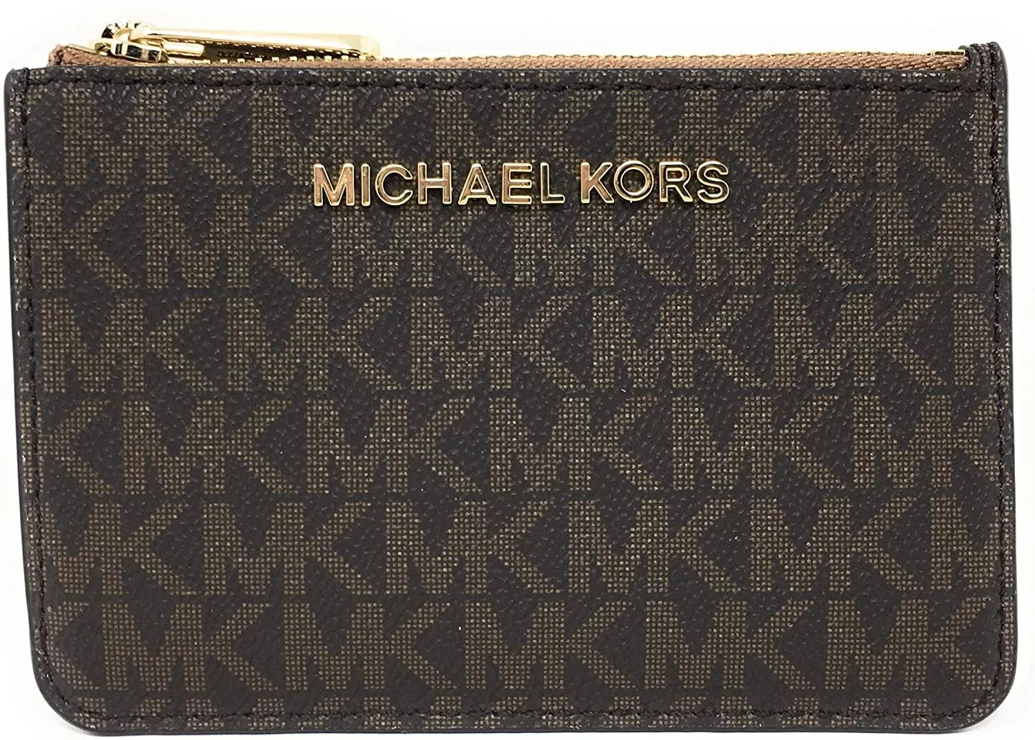 Michael Kors Jet Set Travel Coin Key Chain Card Holder Wallet Signature Brown | Walmart (US)