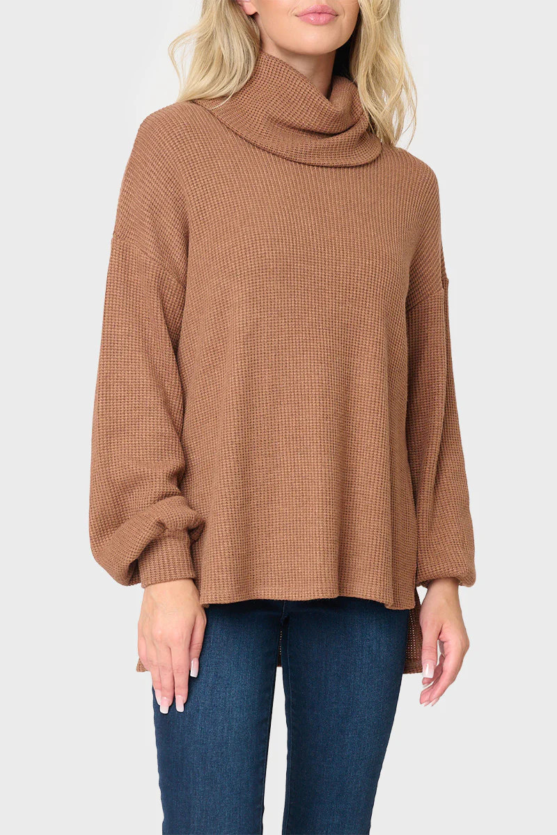 Cowl Neck Blouson Sleeve Soft Luxe Sweater | Gibsonlook