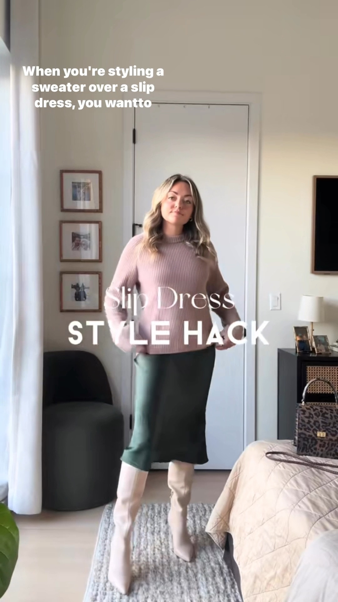 My favorite slip dress styling hack — perfect for transitional dressing as we head into spring! Styling a sweater over a slip dress is such a great spring work outfit, but you can also pair with sneakers for weekend wear.

This silk slip dress is under $100 and WASHABLE! It’s available in 18 different colors and prints.

My cashmere sweater could be confused with Jenni Kanye, but it’s under $100, too! I have the ‘Signature Cashmere,’ but it’s available in a Lighter Cashmere if you run hot. Available in eight different versatile colors!

I mostly handwash mine at home with the Laundress Wool & Cashmere shampoo and lay flat to dry, but I do take it to the dry cleaner from time to time!

I’ve linked my SUPER AFFORDABLE thin belts — they’re woven, so you can wear them at any width/length!! Comes in a set of 3 for under $13 — highly recommend.

#LTKStyleTip #LTKFindsUnder100 #LTKWatchNow