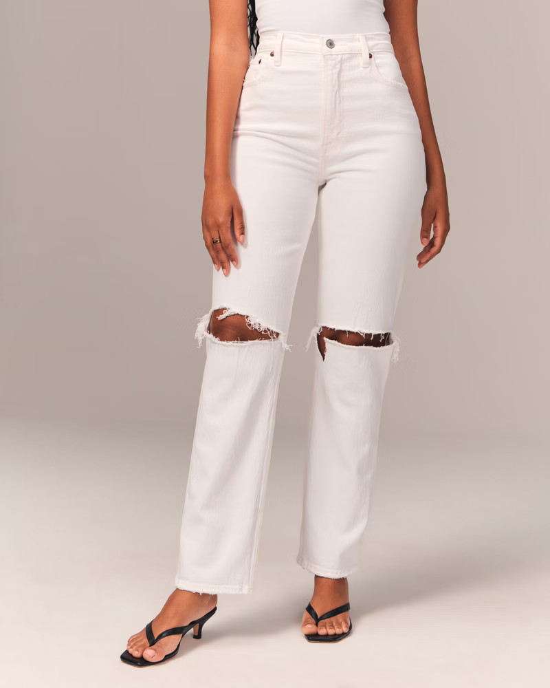 Women's Curve Love Ultra High Rise 90s Straight Jeans | Women's Bottoms | Abercrombie.com | Abercrombie & Fitch (US)