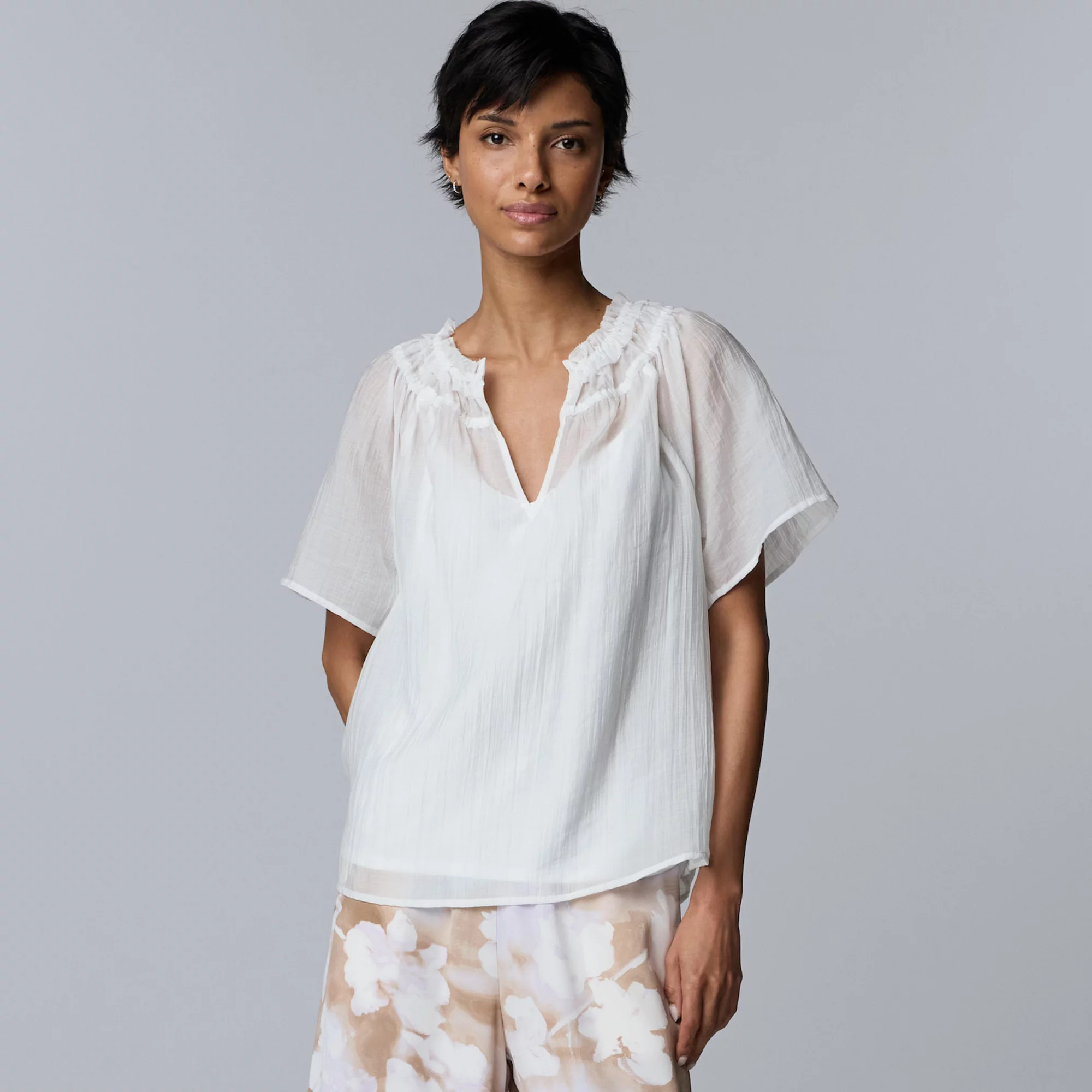 Women's Simply Vera Vera Wang Flutter Sleeve Blouse | Kohl's