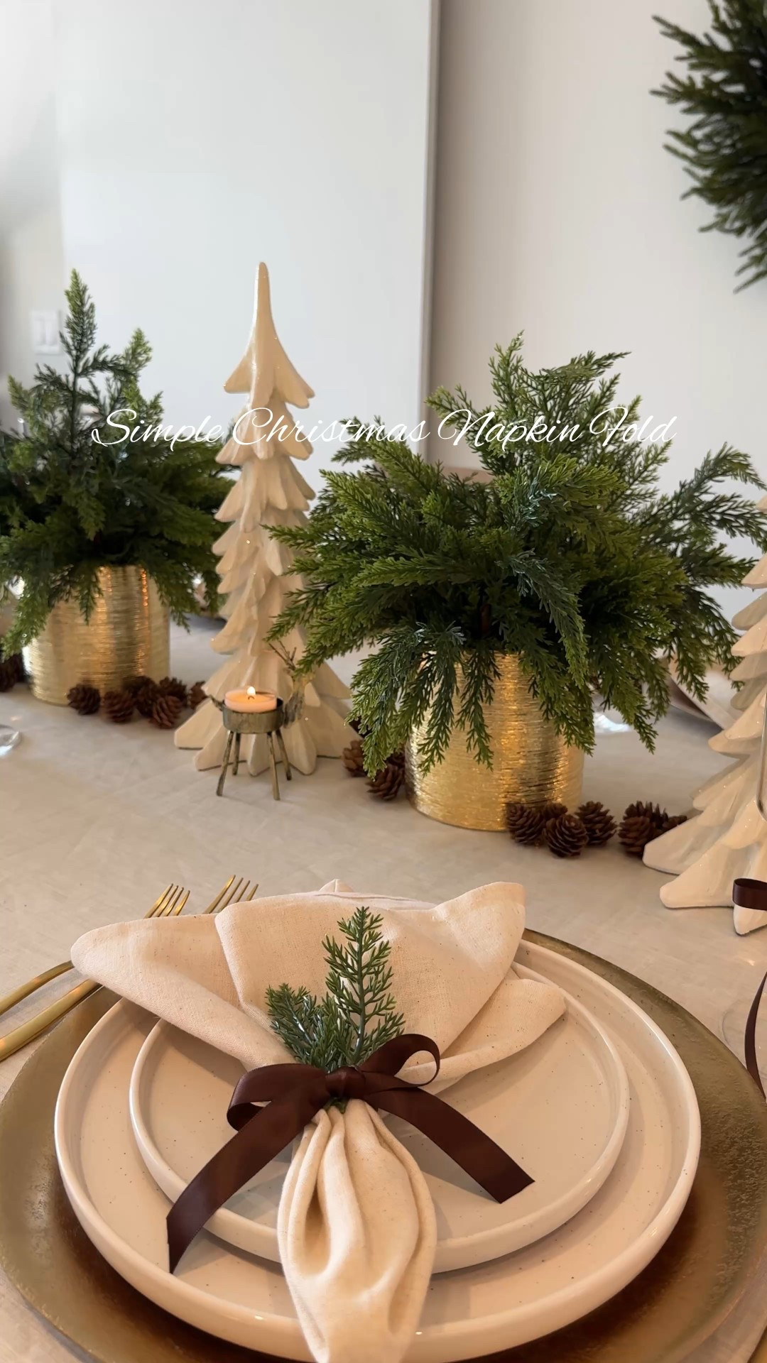 For the greenery, I cut small sprigs from the faux cedar branches in the centerpiece, but you could also use rosemary! 🌿

#LTKSeasonal #LTKHome #LTKHoliday
