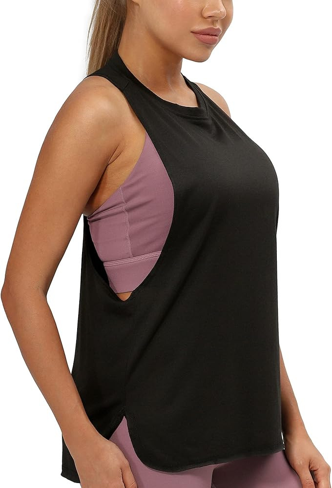 icyzone Workout Tank Tops for Women - Running Muscle Tank Sport Exercise Gym Yoga Tops Athletic Shir | Amazon (US)