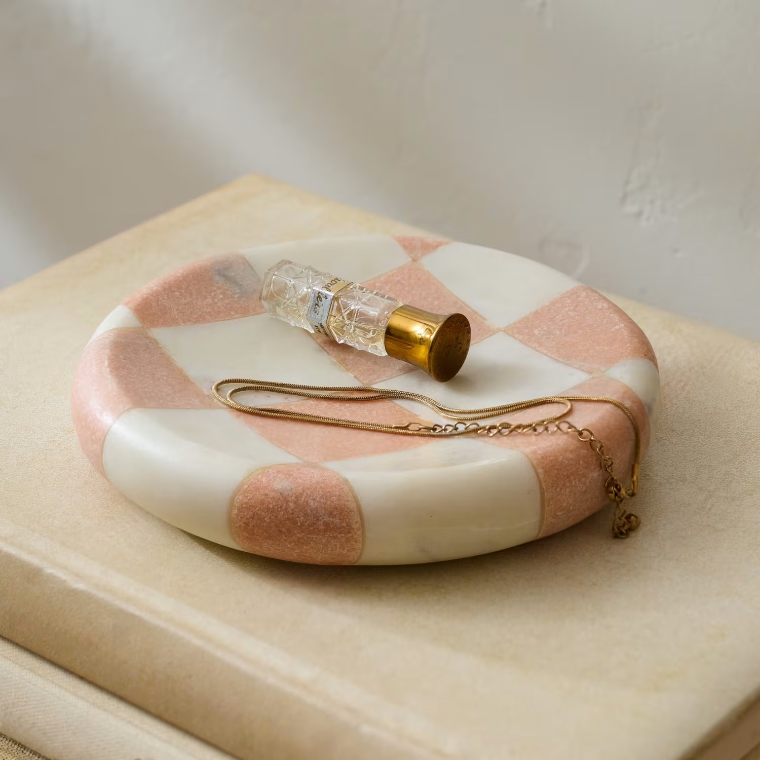 Carmella Checkered Marble Trinket Tray | Magnolia