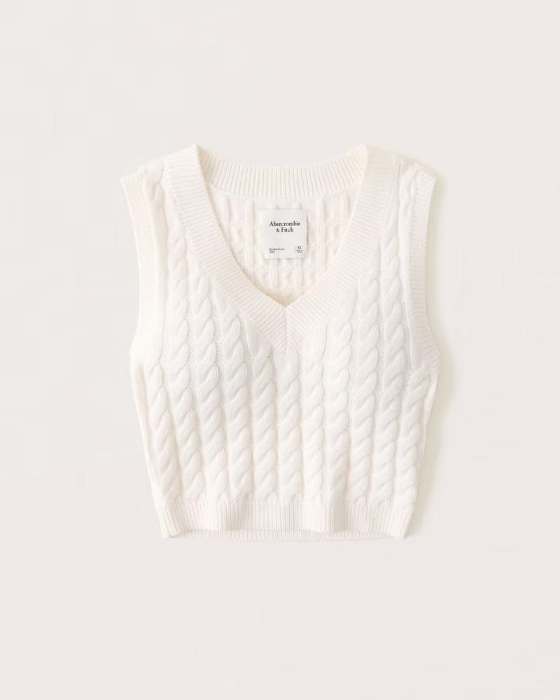 Women's Slim Cropped V-Neck Sweater Vest | Women's Tops | Abercrombie.com | Abercrombie & Fitch (US)