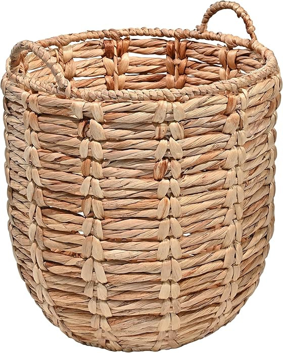 happimess BSK1003A Laurel Bohemian Hand-Woven Abaca Wicker Storage Basket with Handles, Seagrass ... | Amazon (US)