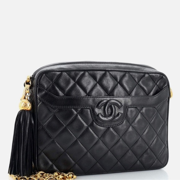 Chanel Vintage Front Pocket Camera Bag Quilted Lambskin Medium Black | Poshmark