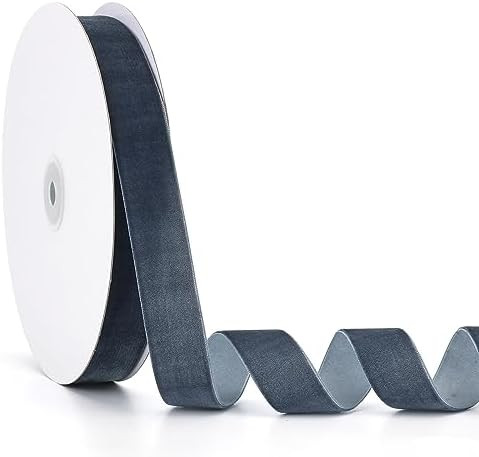 Velvet Ribbon Dark Dusty Blue,1 Inch x 20Yd,Perfect for Christmas Gift Wrapping,Floral Bouquets,H... | Amazon (US)