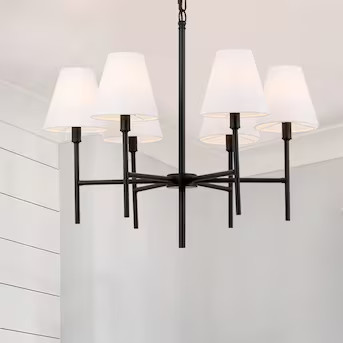 allen + roth Vitta 6-Light Matte Black Traditional Cone Hanging Pendant Light | Lowe's