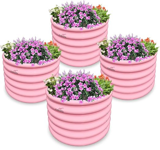 A ANLEOLIFE Kids Raised Garden Beds Outdoor (4-Pack)-24x24x18in Round Galvanized Metal Planter Bo... | Amazon (US)