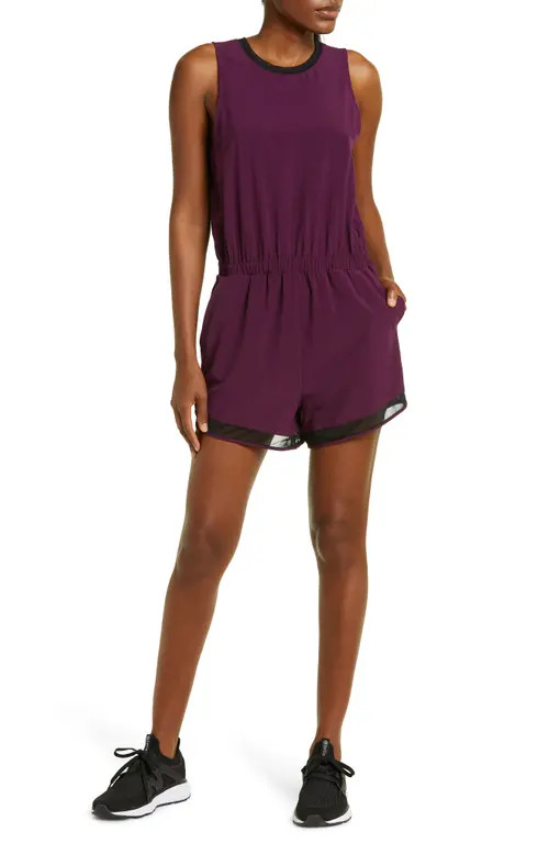 zella Getaway Sleeveless Romper in Purple Starling at Nordstrom, Size Small | Nordstrom