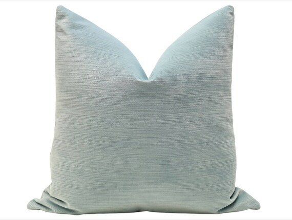 Strie Velvet // Spa Blue Pillow COVER ONLY  spa blue velvet | Etsy | Etsy (US)