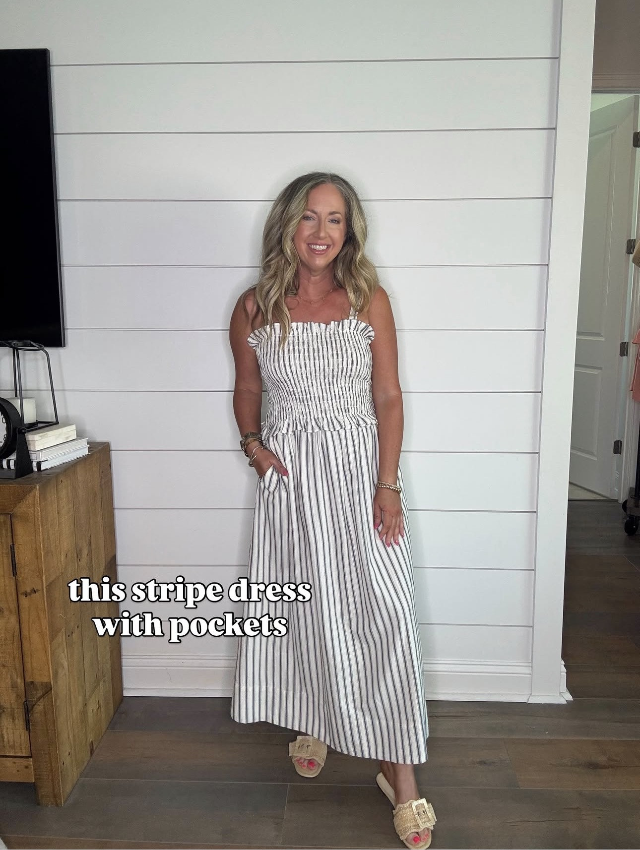 Target or Ralph Lauren?! The cutest striped dress (with pockets!) that is perfect for spring and summer. Wearing size S. Easy to dress up or down.

Target style, spring and summer fashion, affordable style, vacation outfit, mom style, striped dress, taylor swift engagement dress, trending, look for less, classic style, sundress. 

 #LTKootd #LTKPetite