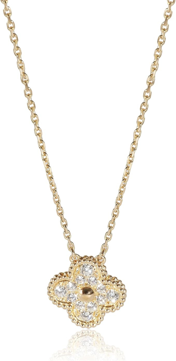 Amazon.com: Van Cleef & Arpels, Pre-Loved, Vintage Alhambra Diamond Pendant 18K Yellow Gold, 0.48... | Amazon (US)