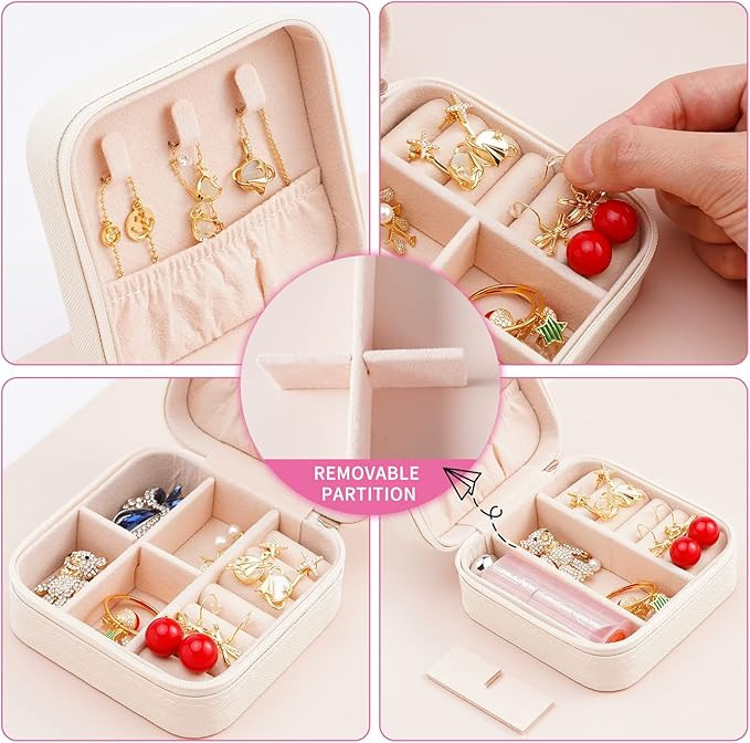 Portable Travel Mini Jewelry Box Leather Jewellery Ring Organizer Case Storage Gift Box Girls Wom... | Amazon (US)