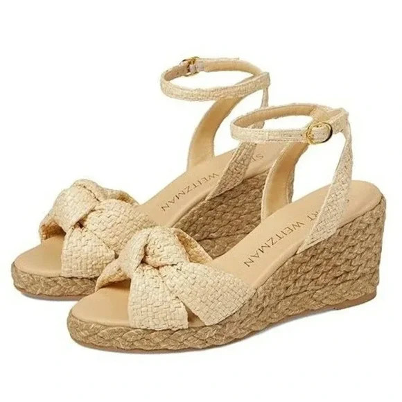 Stuart Weitzman Women's Playa Natural Espadrille Knot Wedge Size 10 (MSRP $395) | Poshmark