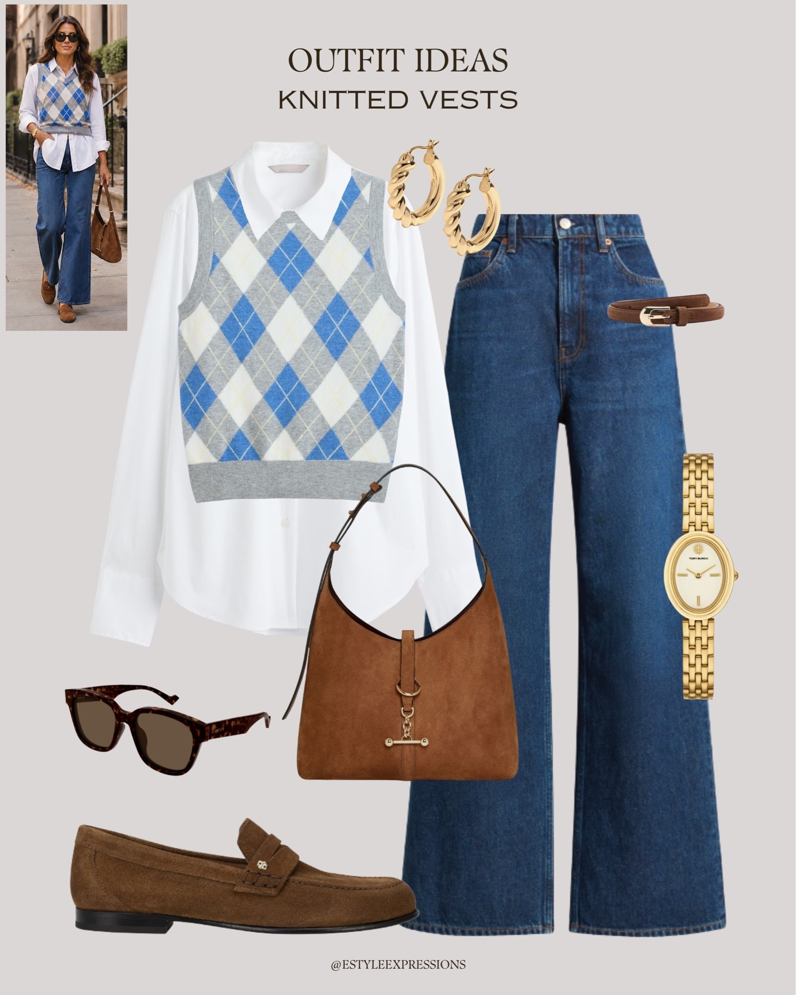 Outfit Ideas with Knitted Vests!✨ Lightweight, cozy, and perfect for transitional weather-these versatile knits are great solo on sunny days☀️ or layered under blazers, oversized shirts, and tees when the temperature dips.🍂

#LTKstyletip #LTKworkwear #LTKjeans