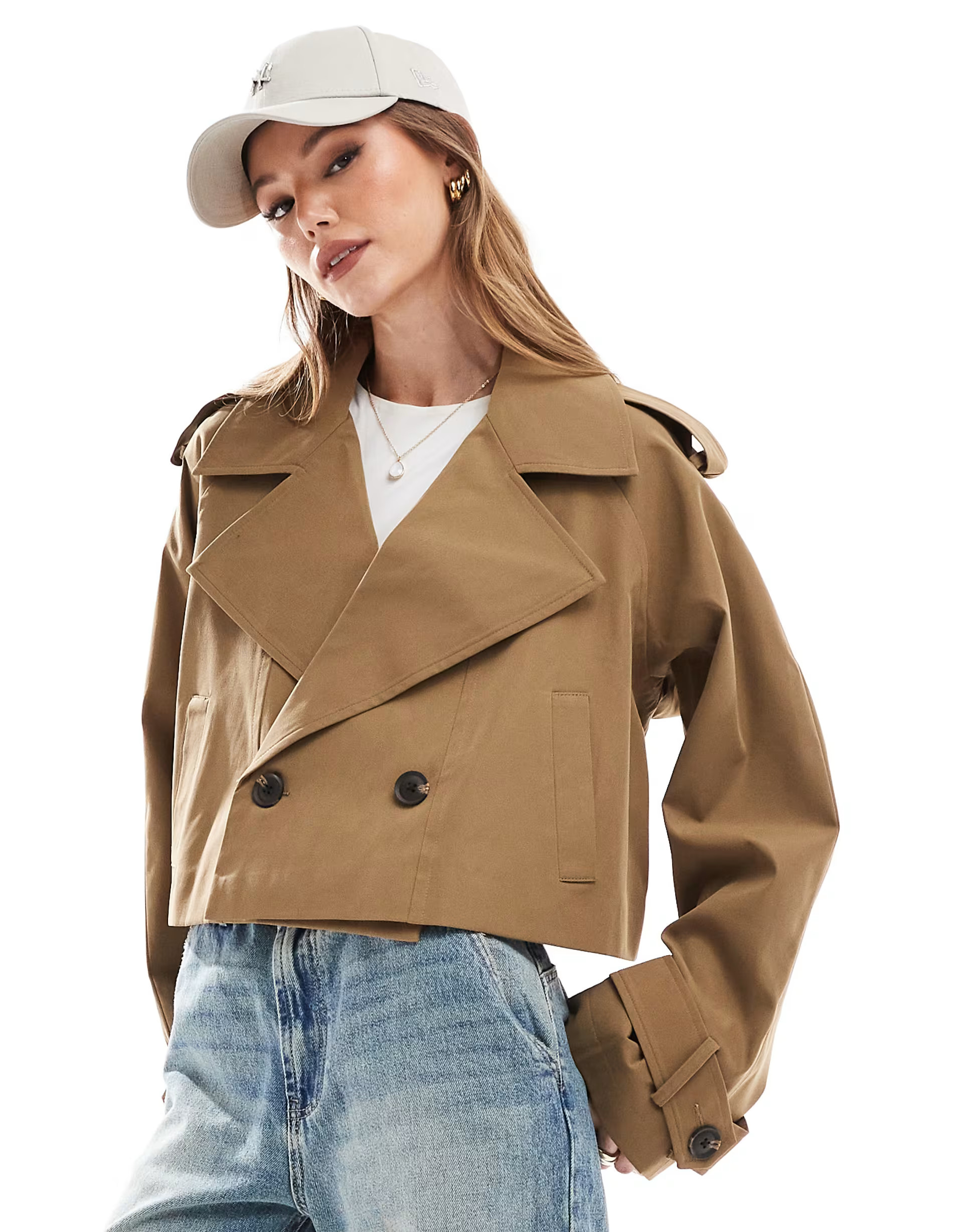 ASOS DESIGN cropped trench coat in olive | ASOS | ASOS (Global)