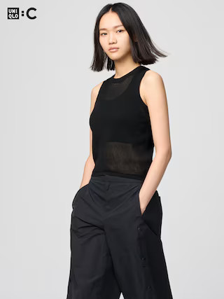 Women's Mesh Sweater Sleeveless Black Small UNIQLO US | UNIQLO (US)