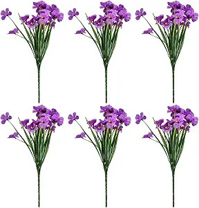 6 Bundles Artificial Violet Flowers, UV Resistant Faux Plastic Silk Flowers, No Fade Fake Plants ... | Amazon (US)