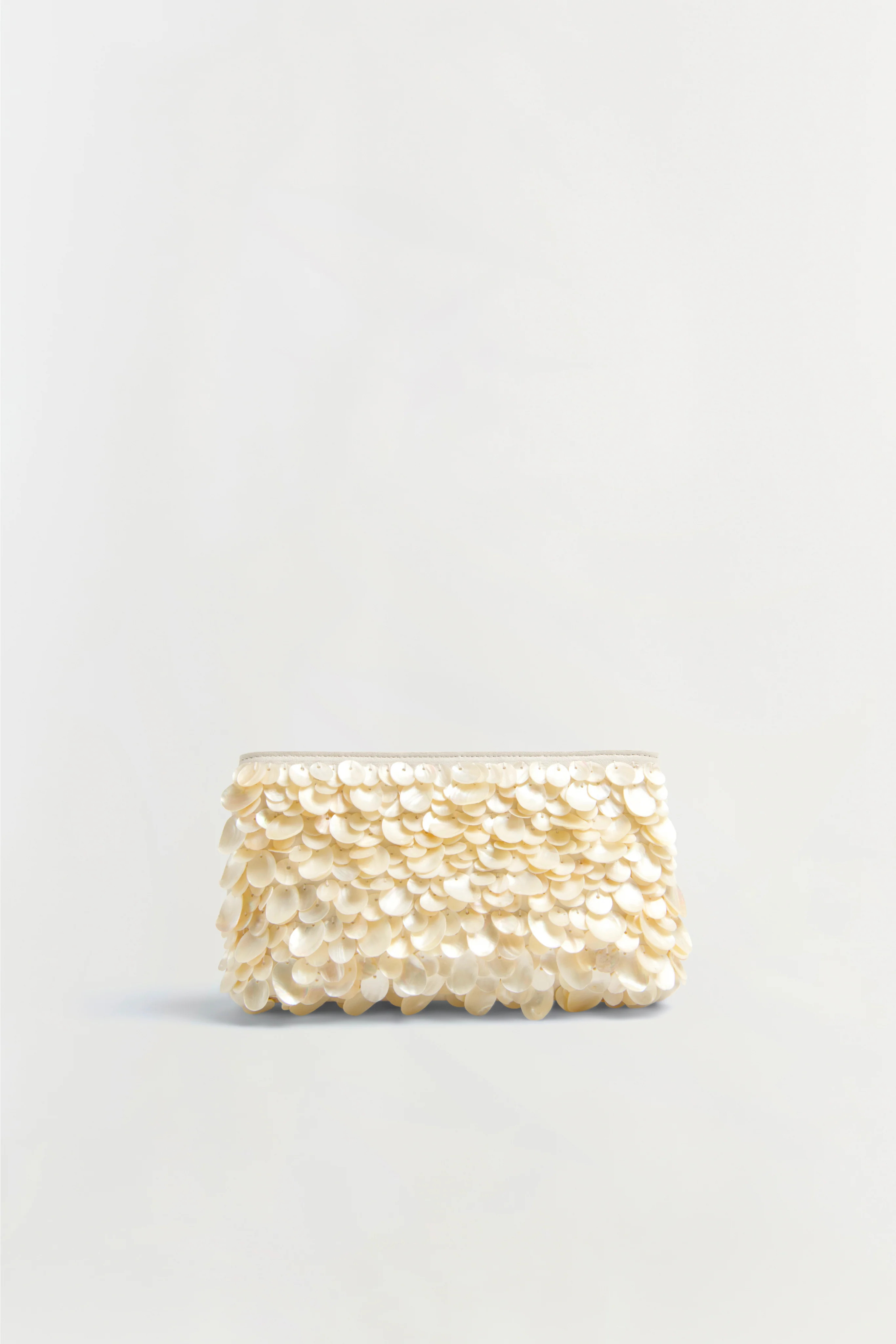 SIMKHAI Women's Reese Natural Shell Beaded Clutch in Ivory | Simkhai
