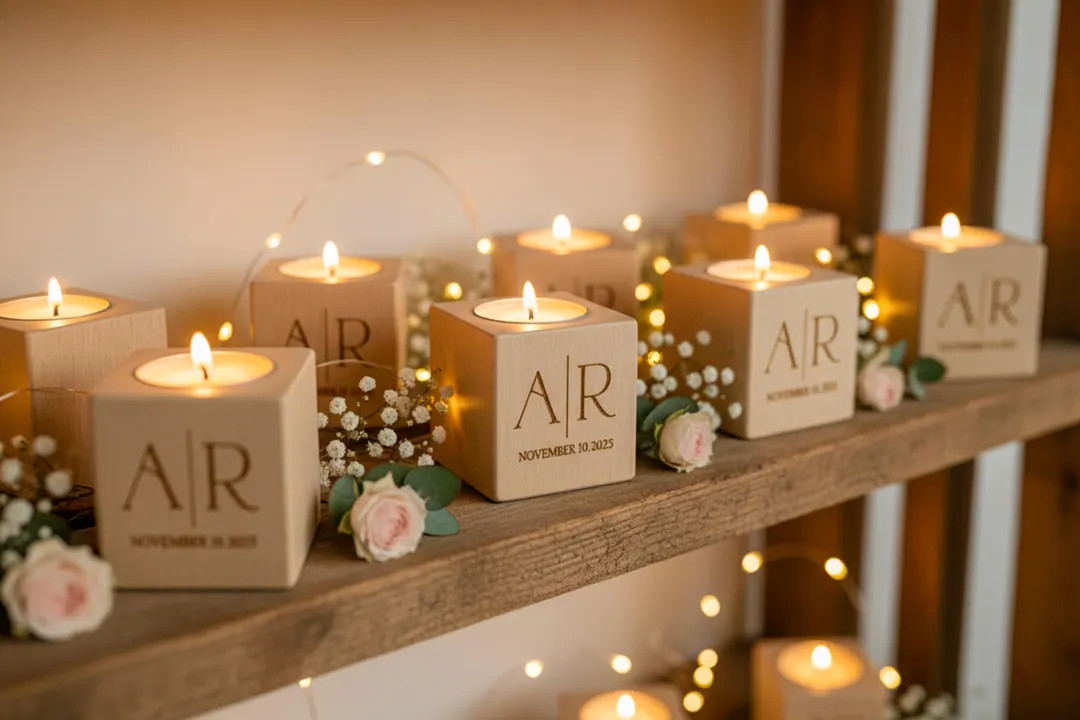 Personalized Wooden Candle Holders – Custom Engraved Wedding Favors for Guests in Bulk | Etsy (US)