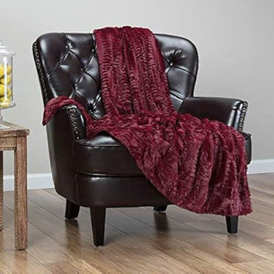 Chanasya Fuzzy Faux Feather Fur Throw Blanket - Reversible Soft Elegant Ruffle Front and Micro Mi... | Amazon (US)