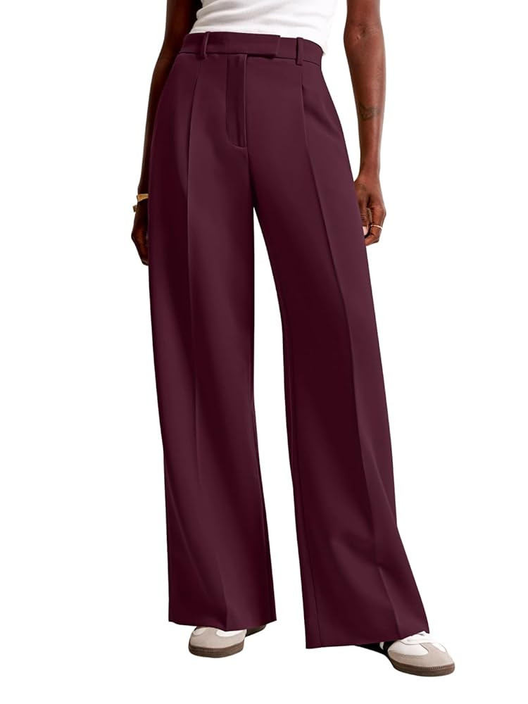 NIMIN Women Wide Leg Pants High Waisted Business Casual Work Trousers Dressy Pants with Pockets | Amazon (US)