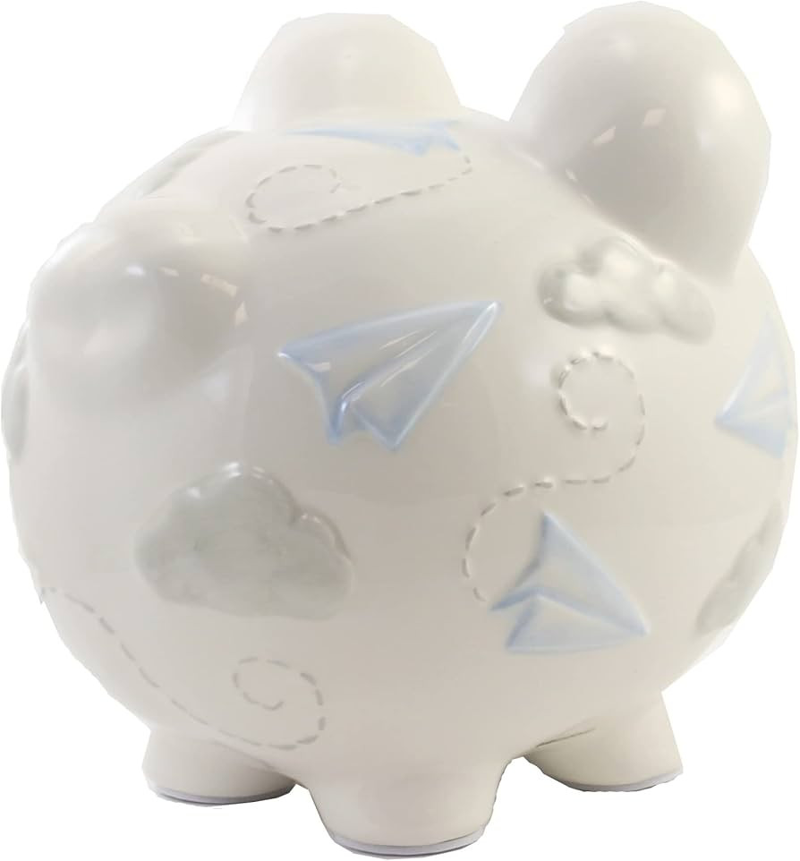 Child to Cherish Ceramic Piggy Bank for Boys, Paper Airplane | Amazon (US)