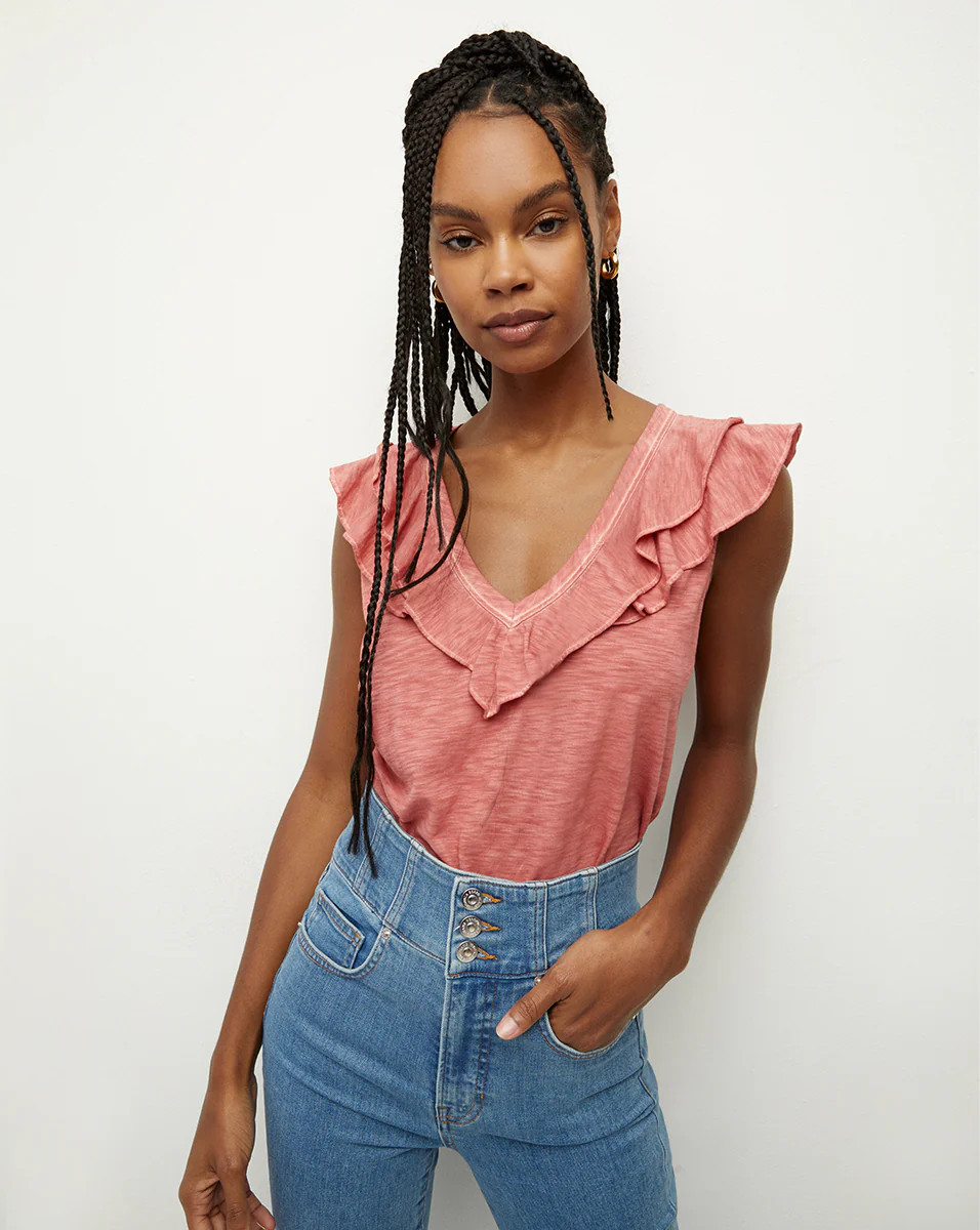 Ellerie Ruffled Cotton Tee | Veronica Beard