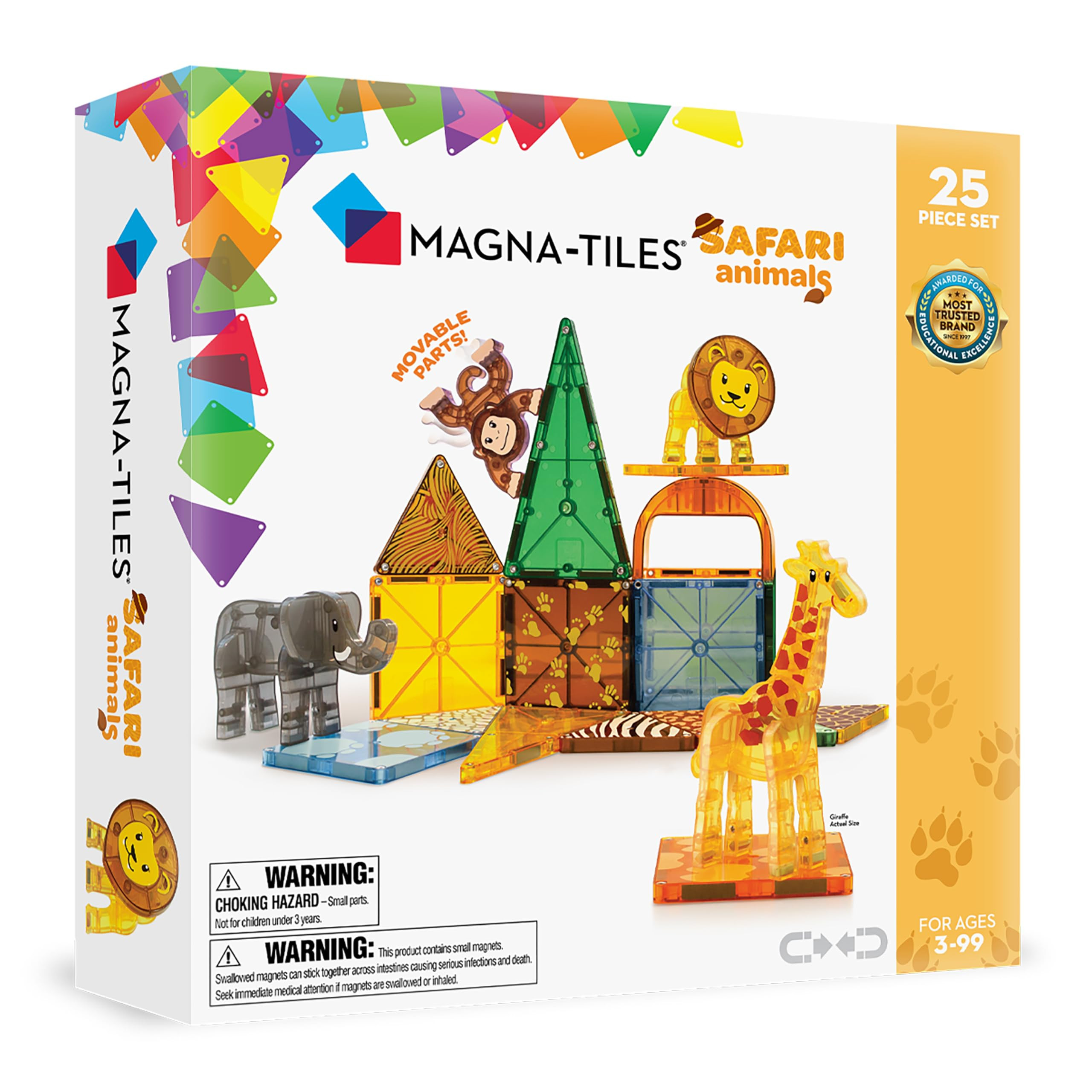 MAGNA-TILES Safari Animals 25-Piece Magnetic Construction Set, The ORIGINAL Magnetic Building Bra... | Amazon (US)