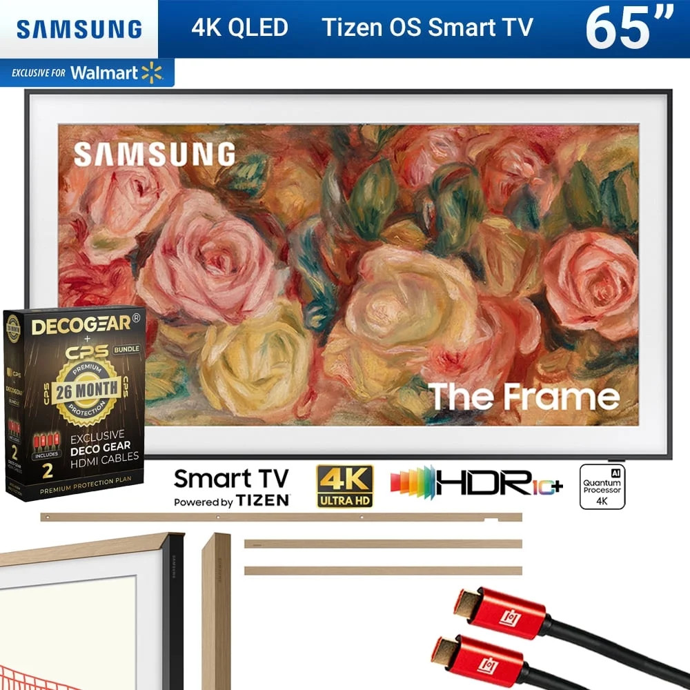 Samsung QN65LS03DA 65 inch The Frame QLED 4K Smart TV (2024 Model) Bundle with 65" The Frame Cust... | Walmart (US)
