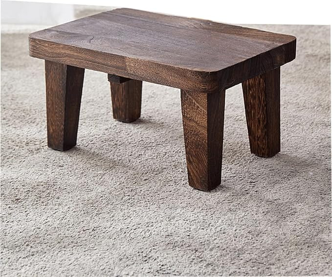 Tung wood step stool with non-slip rubber feet, small step stool for bedroom, kitchen and living ... | Amazon (US)