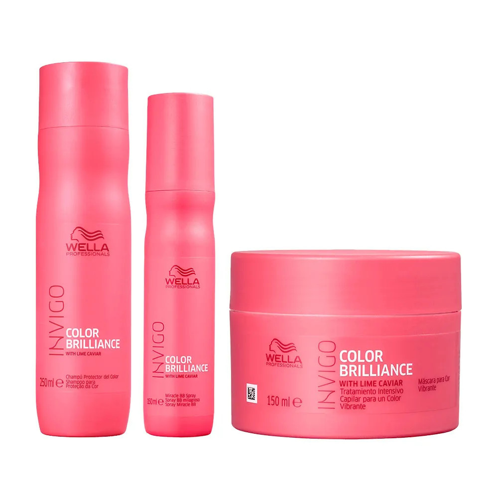 Kit Wella Professionals Invigo Color Brilliance - Shampoo 250 ml + Máscara 150 ml + Leave-in 150... | Amobeleza (BR)