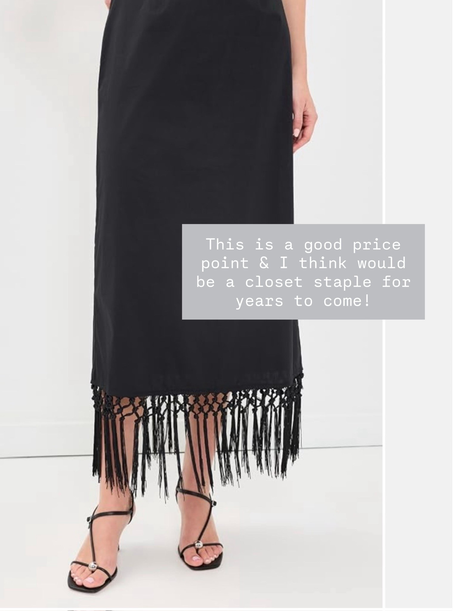 This black skirt with the fringe bottom! 😍 I feel like you could wear this to so many different things! This would be fun for holiday coming up too!

Loverly Grey, black skirt, midi skirt, holiday looks, fringe skirt
