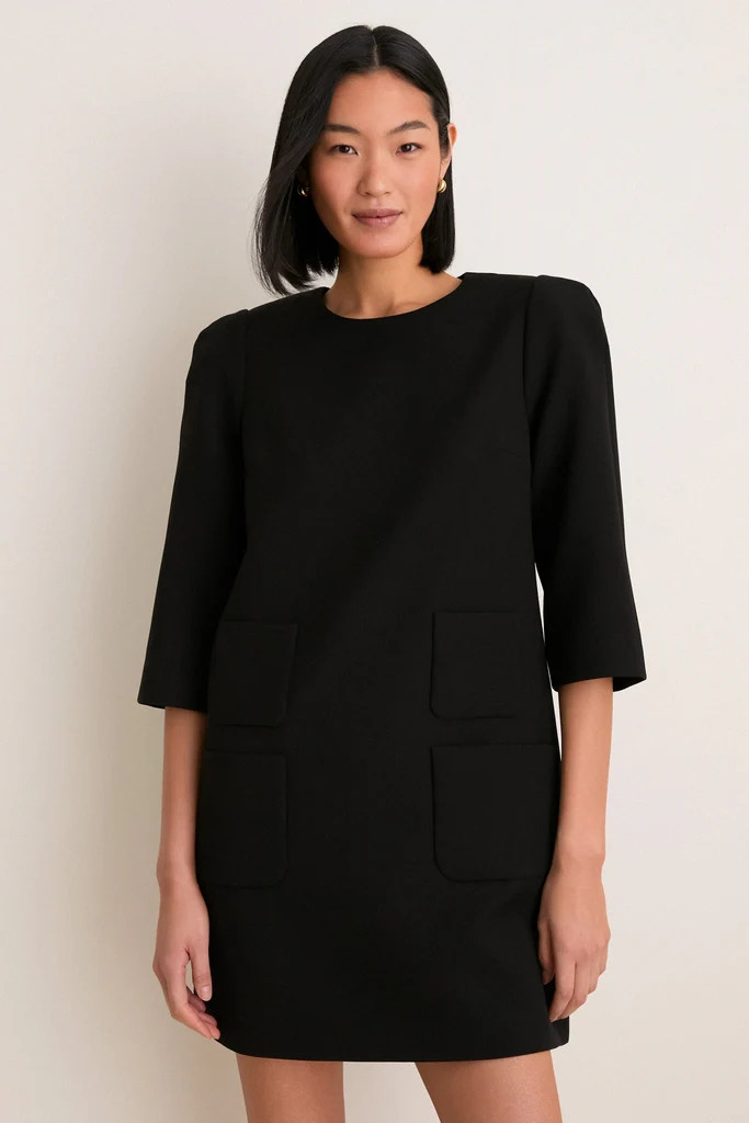 Black Crepe Delphine Mini Dress | Tuckernuck (US)