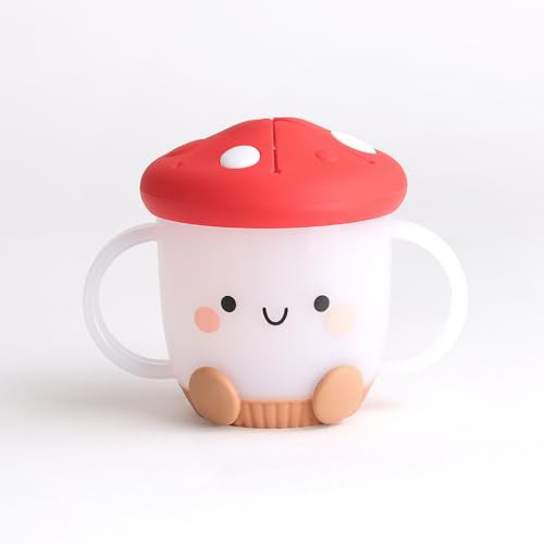 Itzy Ritzy Toddler Snack Cup - Spill-Proof Snack Cup for Toddlers with Soft Silicone Lid for Easy Food Access - Easy-To-Hold Kids Snacks Container With Handles - Ideal for 12 months & Up (Mushroom) | Amazon (US)