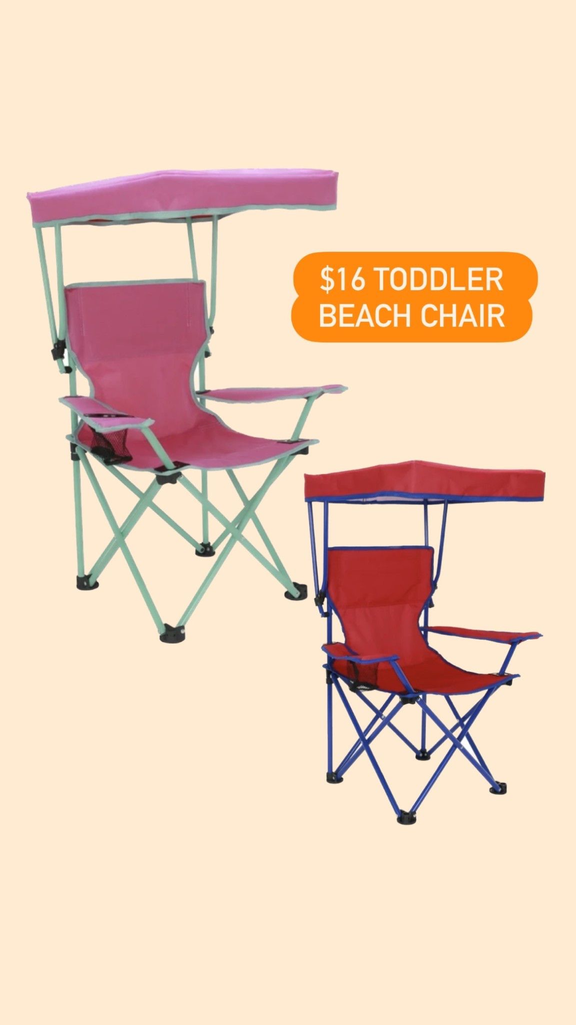 Toddler beach chair with cup holder and shade. Perfect for kids 5 and under! 

#LTKOver40 #LTKSwim #LTKKids