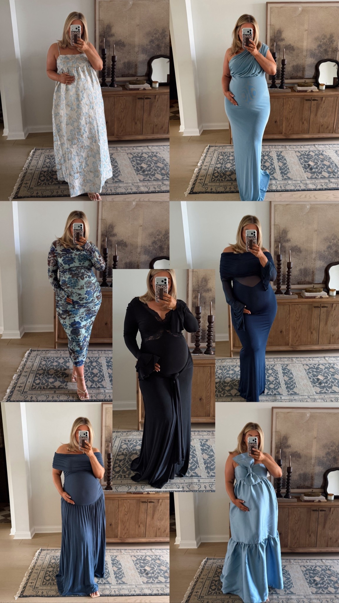 Dresses for your baby shower baby boy edition🥹💙 These would also be cute for an upcoming wedding #babyshower #weddingguest 

Top left- large 
Top right- XL 
Middle left- XL
Middle right- XL
Bottom left- large 
Bottom right- large 
Black dress- XL sold out in black but linked the white version and some similar 

#LTKBump #LTKBaby #LTKWedding