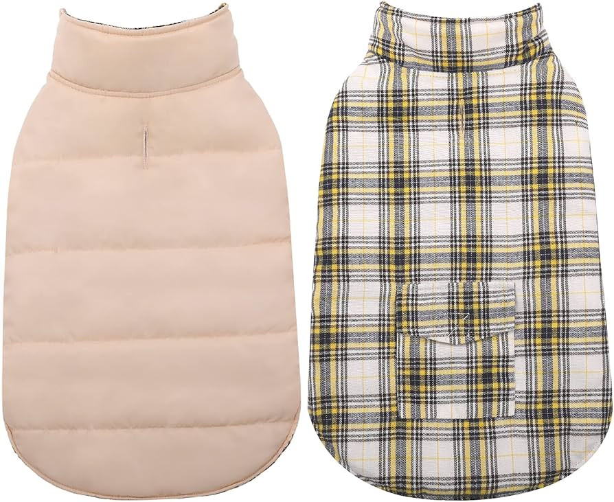 Kuoser Dog Winter Coat, British Style Plaid Pet Jacket, Reversible Dog Apparel for Cold Weather, ... | Amazon (US)
