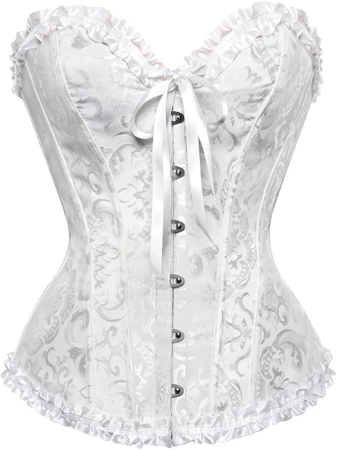 frawirshau Women's Lace Up Boned Overbust Corset Bustier Lingerie Bodyshaper Top | Amazon (US)