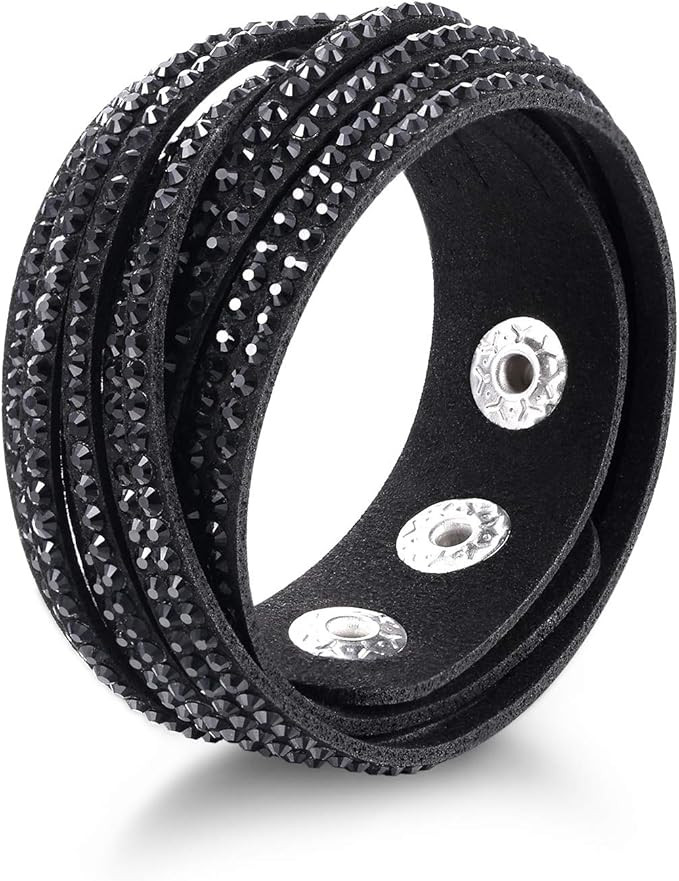 Barzel Leather Created Austrian Crystals Wrap Bracelets (Many Options Available) | Amazon (US)
