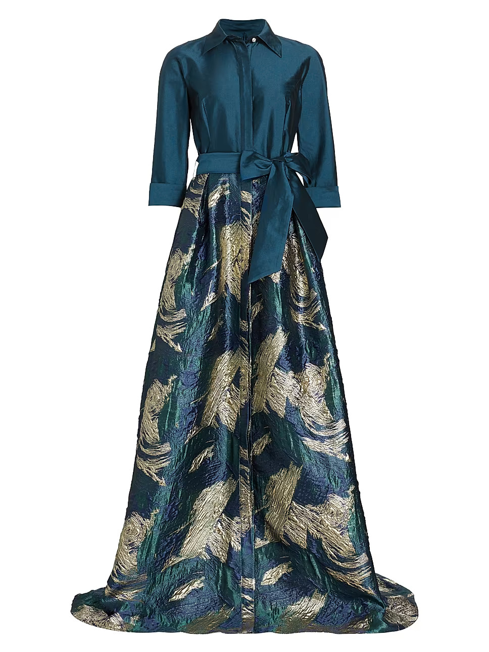 Abstract Jacquard Tie-Waist Gown | Saks Fifth Avenue