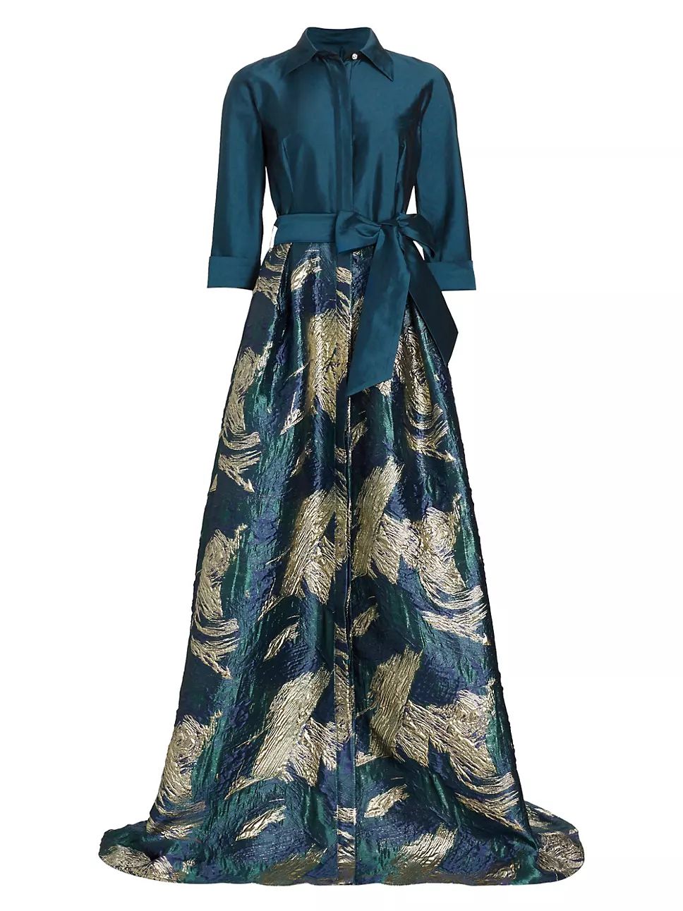 Abstract Jacquard Tie-Waist Gown | Saks Fifth Avenue