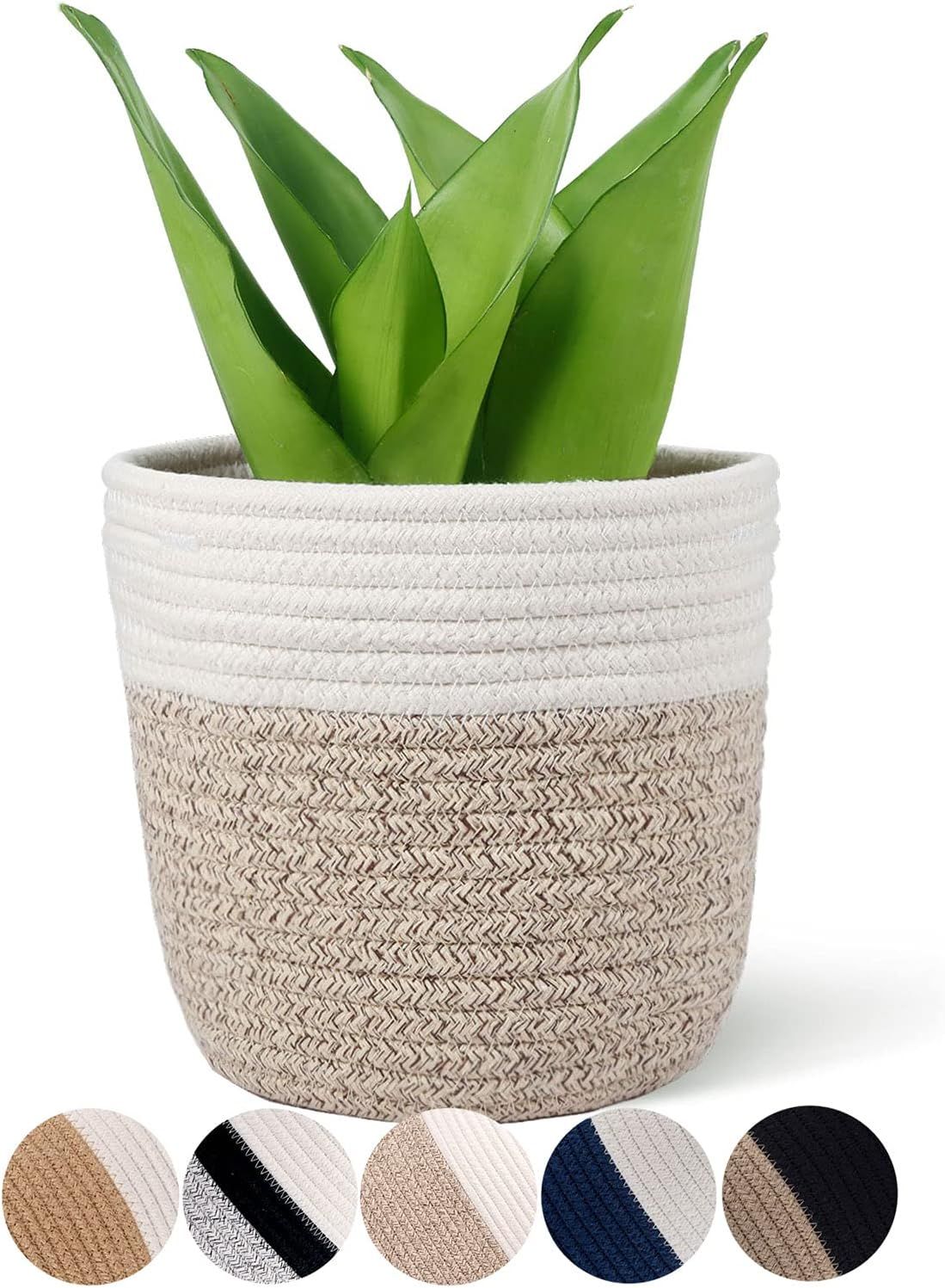 Oradrem Cotton Rope Plant Basket Modern Woven Basket for 6" Flower Pot Floor Indoor Planters,Rust... | Amazon (US)