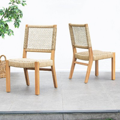 Sonoma Lane Sterling 2pc Teak Wood Outdoor Dining Chairs Honey - Weather-Resistant, Armless Design | Target